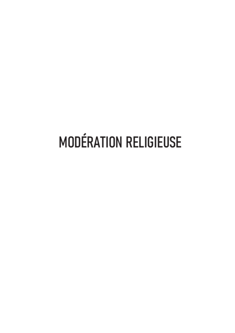 Sampul MODÉRATION RELIGIEUSE